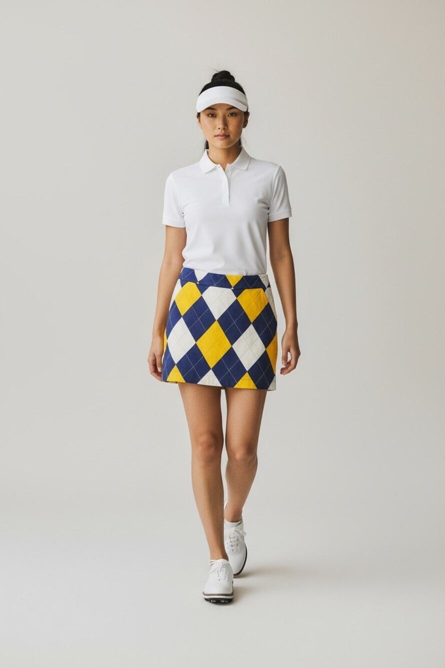Loudmouth Golf Skort Blue & Gold Argyle Print Size 2 Preppy Tennis Skirt